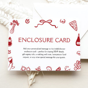 Red Italian Hand Drawn Pizza Wine That's Amore Enclosure Card