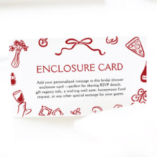Red Italian Hand Drawn Pizza Wine That's Amore Enclosure Card