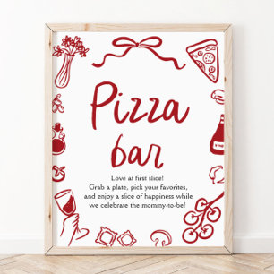 Red Italian Hand Drawn That's amore Pizza Bar Sign