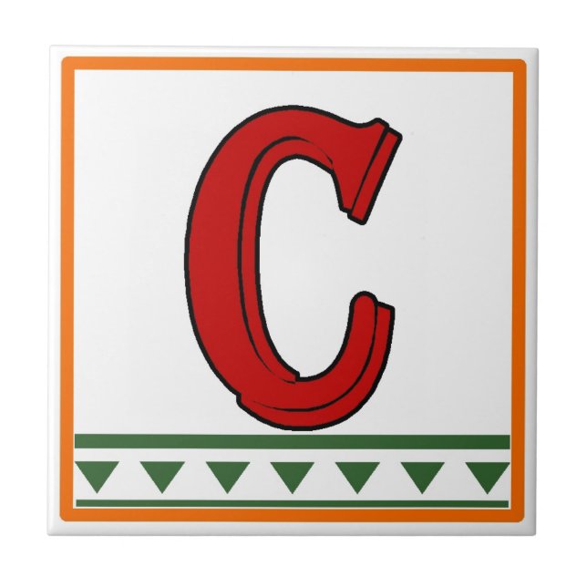 Red Italian House Signs Letters & Numbers Ceramic Tile (Front)