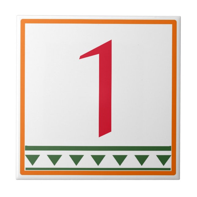 Red Italian Letters & Numbers Ceramic Tile (Front)