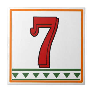 Red Italian Letters & Numbers Ceramic Tile