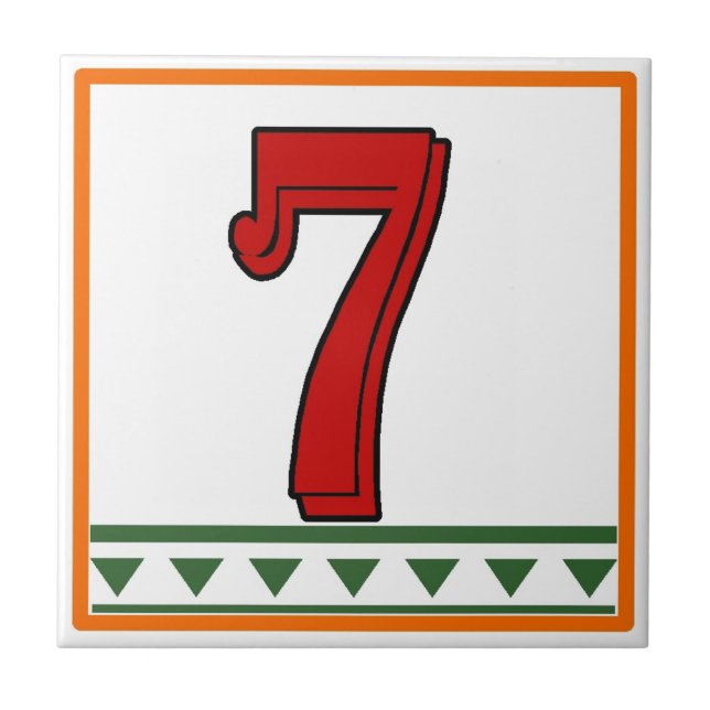 Red Italian Letters & Numbers Ceramic Tile (Front)