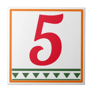 Red Italian Letters & Numbers, edit numbers Ceramic Tile