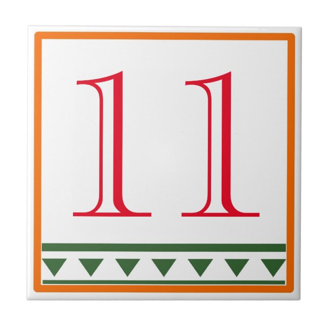 Red Italian Letters & Numbers, edit numbers Ceramic Tile (Front)