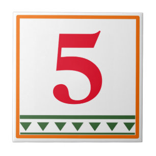 Red Italian Letters & Numbers, edit numbers Ceramic Tile