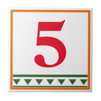 Red Italian Letters & Numbers, edit numbers Ceramic Tile