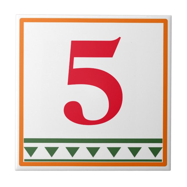 Red Italian Letters & Numbers, edit numbers Ceramic Tile (Front)