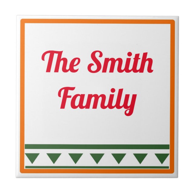 Red Italian Letters & Numbers, edit text Ceramic Tile (Front)