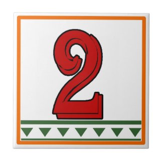 Red Italian Letters & Numbers Tile
