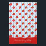 Red Italian Plum Tomatoes with Blue Wavy stripes Kitchen Towel<br><div class="desc">Hand-painted Italian plum tomatoes and wavy stripes in a fresh Mediterranean palette,  perfect for your farmhouse kitchen</div>