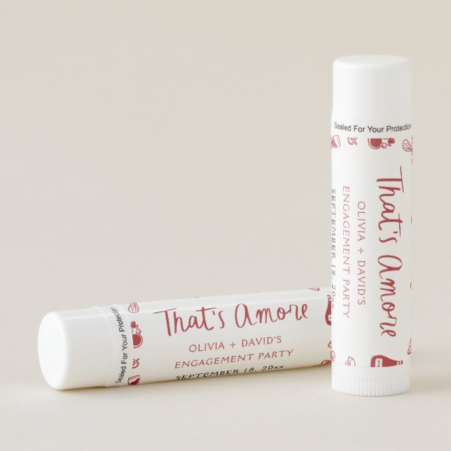 Red Italian That's Amore Pizza Engagement Party Lip Balm (Front)