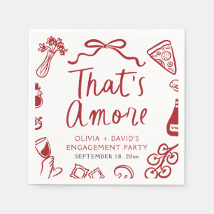 Red Italian That's Amore Pizza Engagement Party Napkins