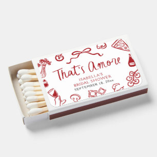 Red Italian That's Amore Pizza Pasta Bridal Shower Matchboxes