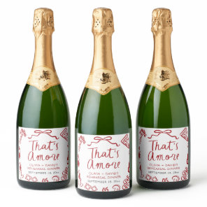 Red Italian That's Amore Pizza Rehearsal Dinner Sparkling Wine Label