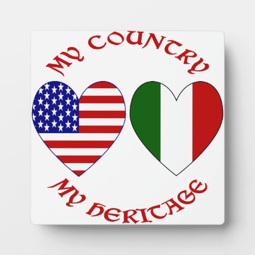 Red Italian USA Country Heritage Plaque