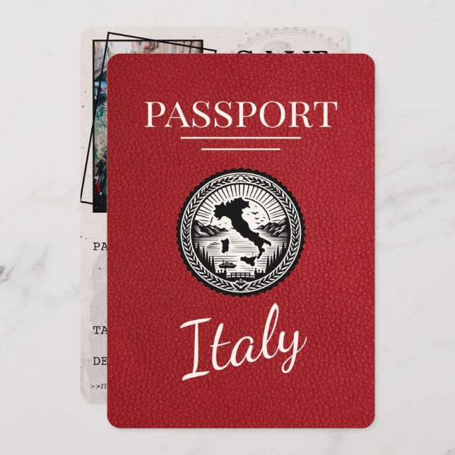 Red Italy Passport Save The Date (Front/Back)