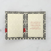 Red, Ivory, and Black Damask Photo Thank You Card (Inside)