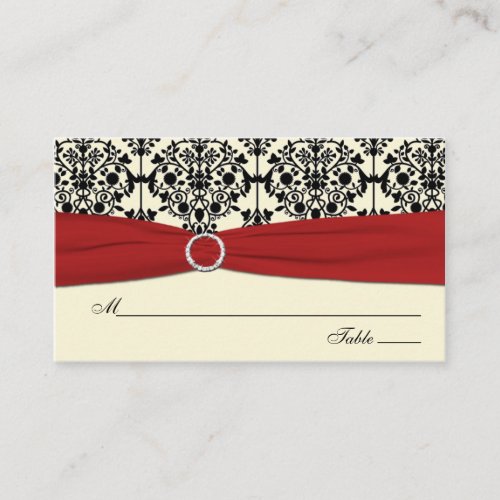 Red Ivory and Black Damask Placecards