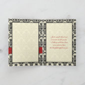 Red, Ivory, and Black Damask Thank You Card (Inside)