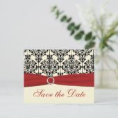 Red, Ivory, and Black Save the Date Postcard (Standing Front)