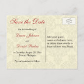 Red, Ivory, and Black Save the Date Postcard (Back)