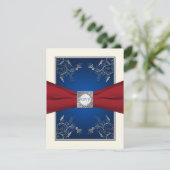 Red, Ivory, and Blue Floral RSVP Card (Standing Front)
