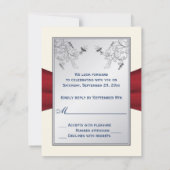 Red, Ivory, and Blue Floral RSVP Card (Back)