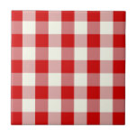 Red & Ivory Cottagecore Gingham Check Plaid Ceramic Tile<br><div class="desc">Modern spring picnic trend,  with gingham plaid tartan pattern in red and ivory colors.</div>