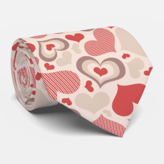 Red Ivory Heart Pattern Retro Valentines Day Art Neck Tie