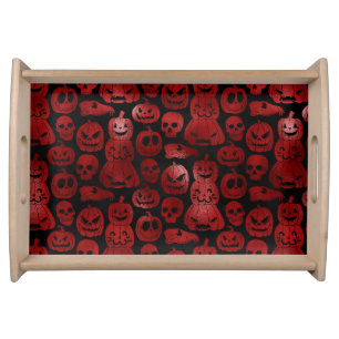 Red Jack-O-Lanterns Serving Tray
