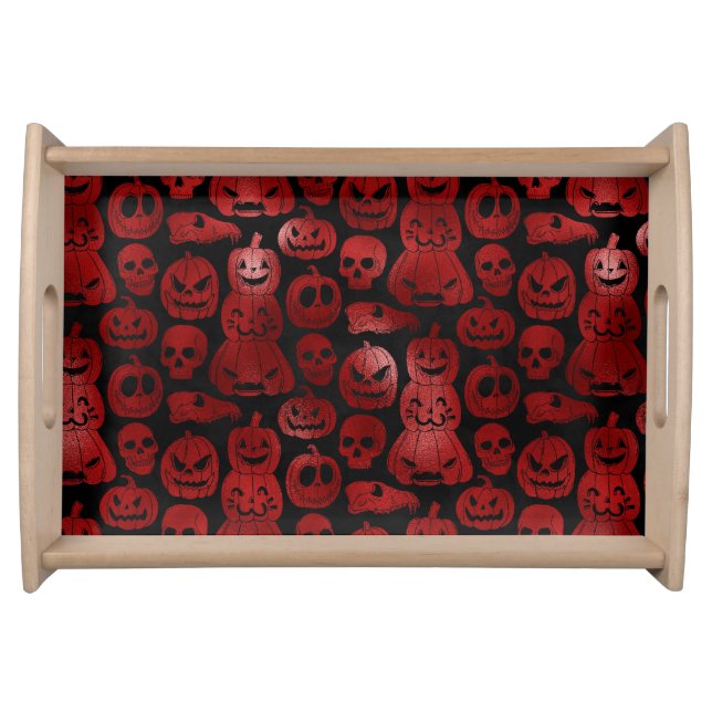 Red Jack-O-Lanterns Serving Tray (Front)
