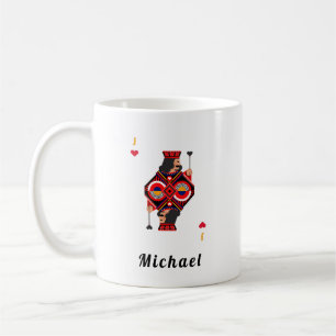 Red Jack of Hearts Poker Card Game Player's Name Coffee Mug