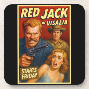 "RED JACK OF VISALIA" COASTER. #1 OF 6. BEVERAGE COASTER