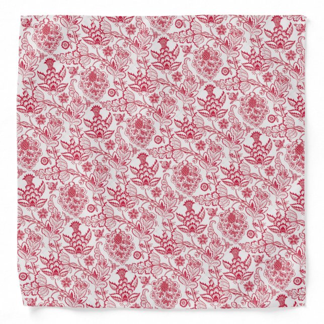 Red Jacobean pattern Bandana (Front)