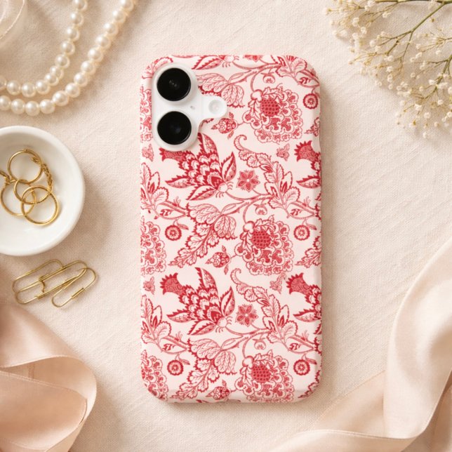 Red Jacobean print Case-Mate iPhone Case (Creator Uploaded)