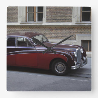 Red Jaguar Mark IX Square Wall Clock