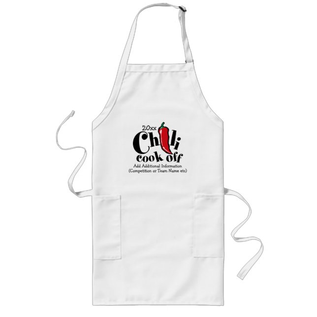 Red Jalapeno Chili Cook Off Competition Long Apron (Front)