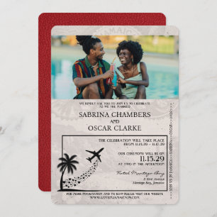 Red Jamaica Passport Wedding Invitation