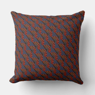 Red Japanese Antique Fans Elegant Pattern Throw Pillow