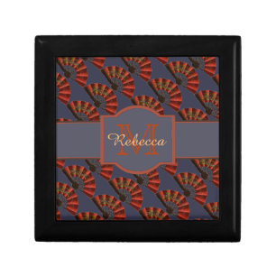 Red Japanese Antique Fans Elegant Personalised Gift Box