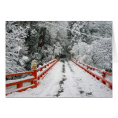 Red Japanese Bridge in Snow (Front Horizontal)