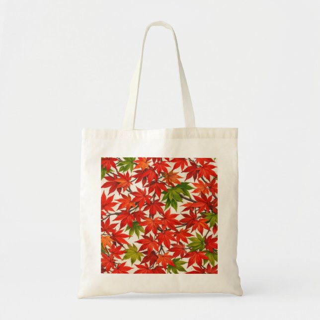 Red Japanese Maple Leaves Botanical Autumn Pattern Tote Bag (Front)