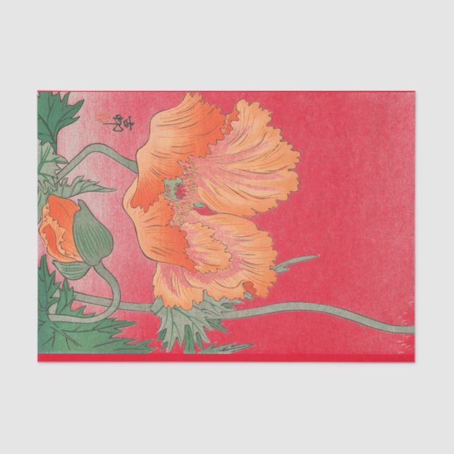 RED JAPANESE POPPY PRINT Tissue Paper (Front)