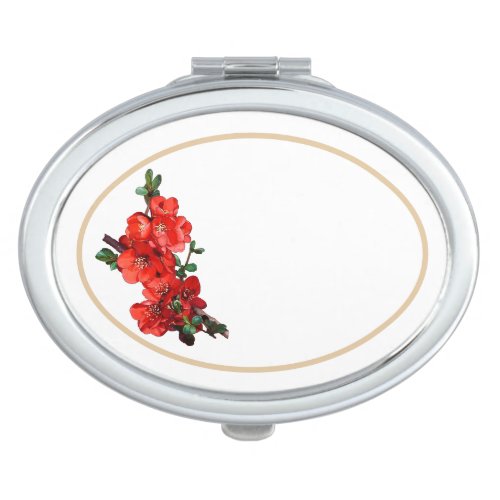 Red Japanese Quince Blossom illustration Compact Mirror