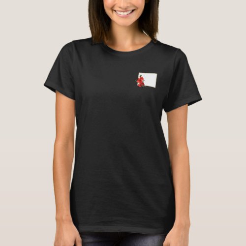 Red Japanese Quince Blossom square black T_Shirt
