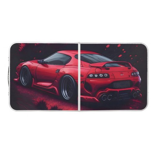 Red Japanese Supra Car Gift for Him Mancave Beer Pong Table