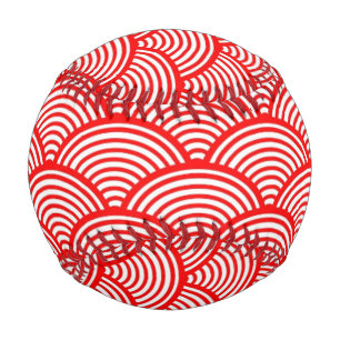Red Japanese Wave Baseball