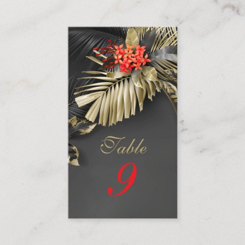 Red Jasmine Dark Tropical Wedding Place Card