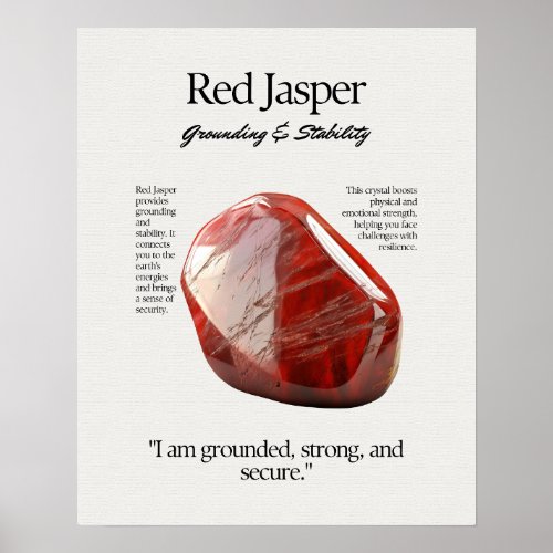 Red Jasper Gem Crystal Meaning Card Poster
